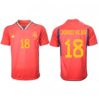 Koszulka piłkarska Hiszpania Jordi Alba #18 Strój Domowy MŚ 2022 tanio Krótki Rękaw